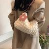 Bubble Flower Portable Cylinder Bag Women's New Japanese and Korean Girls One Shoulder Hand Carry Bento Bag Contrasting Color Design