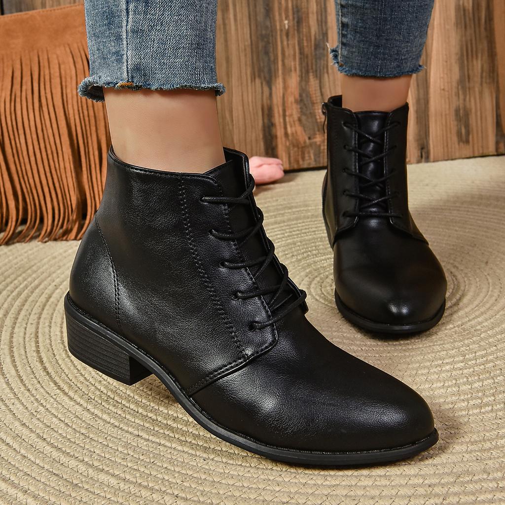 New Elegant High Heels Ankle Boots Women Lace Up Pointed Toe Autumn Winter Boots Party Casual Shoes Female size 36-43