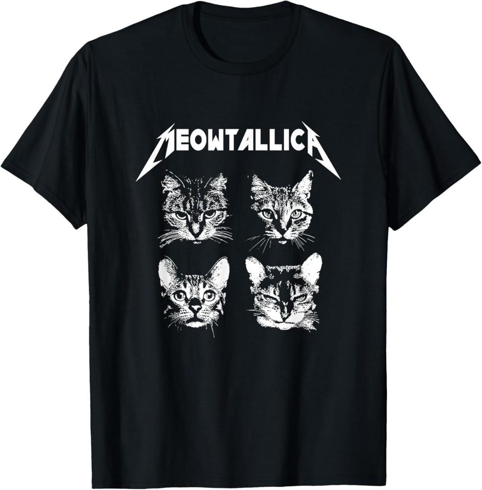 

Футболка Meowtallica Black White Funny Parody Band. Cat Kitten Lover 2XL