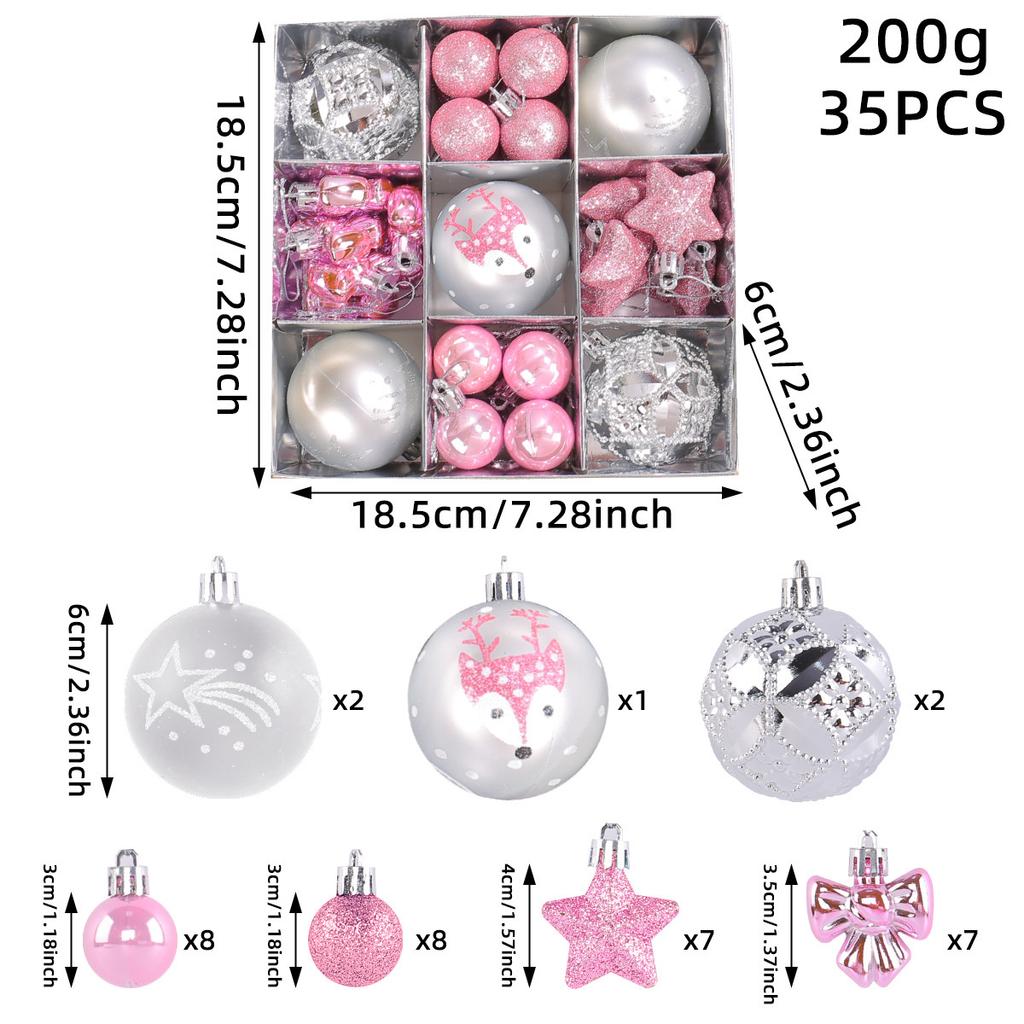 35PCS Christmas Ball Ornaments Set with Gift Box Christmas Decorations Party Ornaments Colorful Ball Set Christmas Tree Ornament