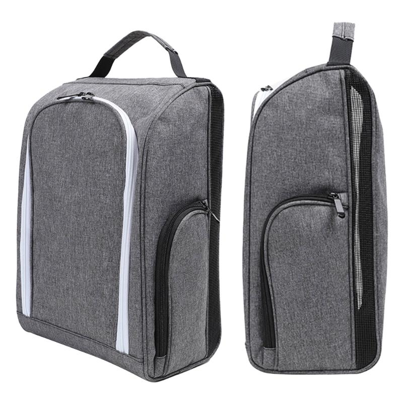 Golf Shoe Bag with Ventilation & Outside Pocket Travel Shoes Pouch Golf Shoe Carry Tote Bag Zippered Sport Shoes Bag