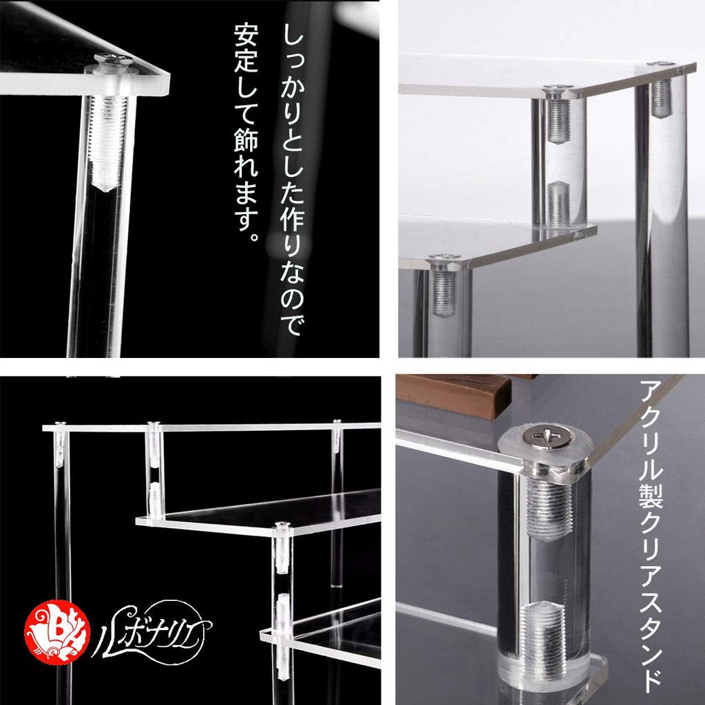Rubonarie Shelf, Figure Case, Collection Case, Acrylic Case, Clear Case, Display Stand for Dolls (Clear, 3 Tiers, 20cm)