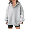 Real shot American women's fleece hooded sweater long sleeve solid color top loose women