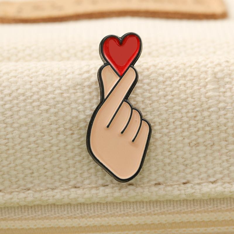 Hand-Herz-Geste Emaille-Pins Benutzerdefinierte Gebärdensprache Anstecknadeln Reversabzeichen Schmuck Geschenk Für Liebhaber