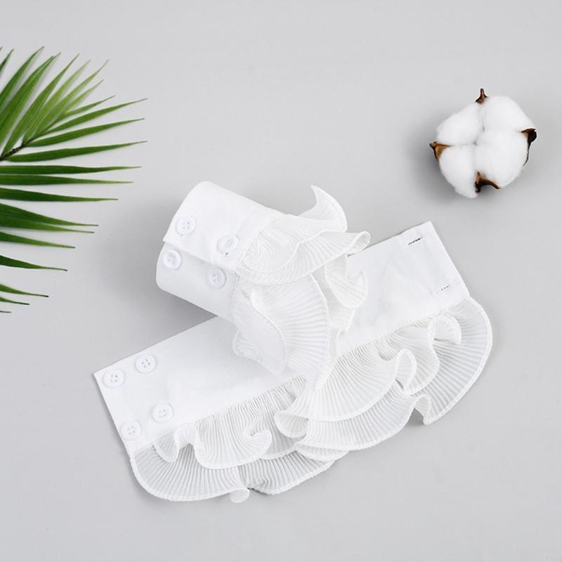 Y88A Princess Fake Collar with False Sleeves Layered Ruffled Half Shirt Wrist Cuffs