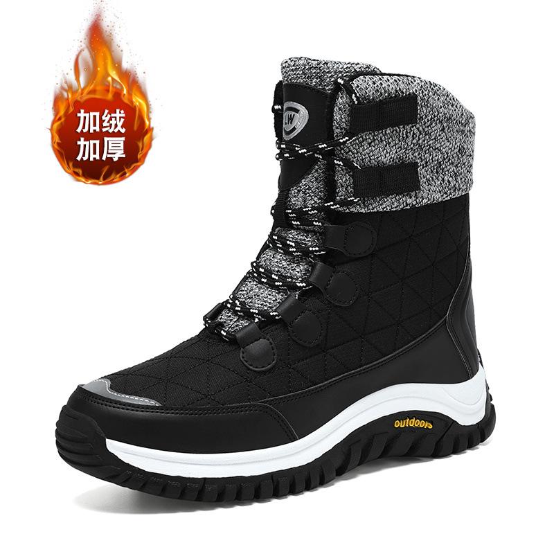 Hiking Shoes for Women High Quality Ankle Snow Boots Length Cotton Winter Outdoor Fur Plush Warm Walking Shoe Solid Color