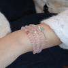 Natural Pink Crystal Bracelet Women's Fashion Design Three Circles Aquamarine Safety Buckle Light Luxury Sense Sweet