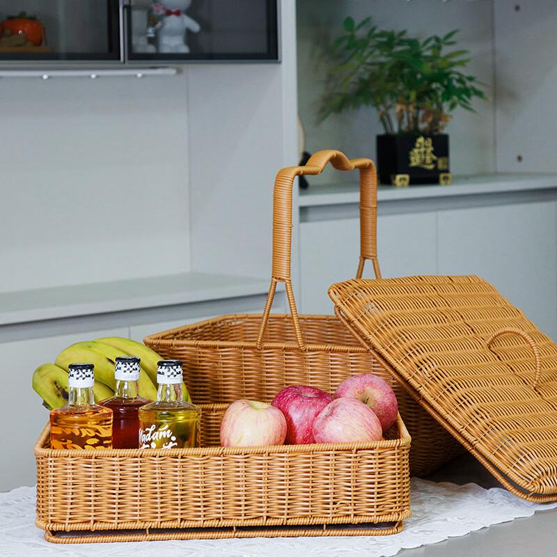 Cesto da Picnic a Doppio Strato in Rattan Sintetico