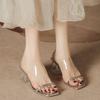 Fashion Summer Silver Strap High Heel Sandals Women Transparent Crystal Heel Pure Color Vulcanized Shoes