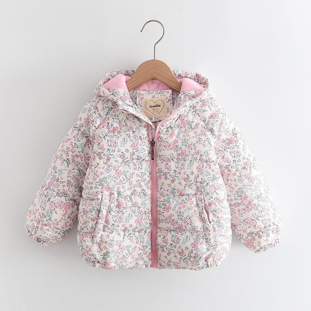 Winter Girls Printed Fashion Cute Fresh Hooded Children's Jacket