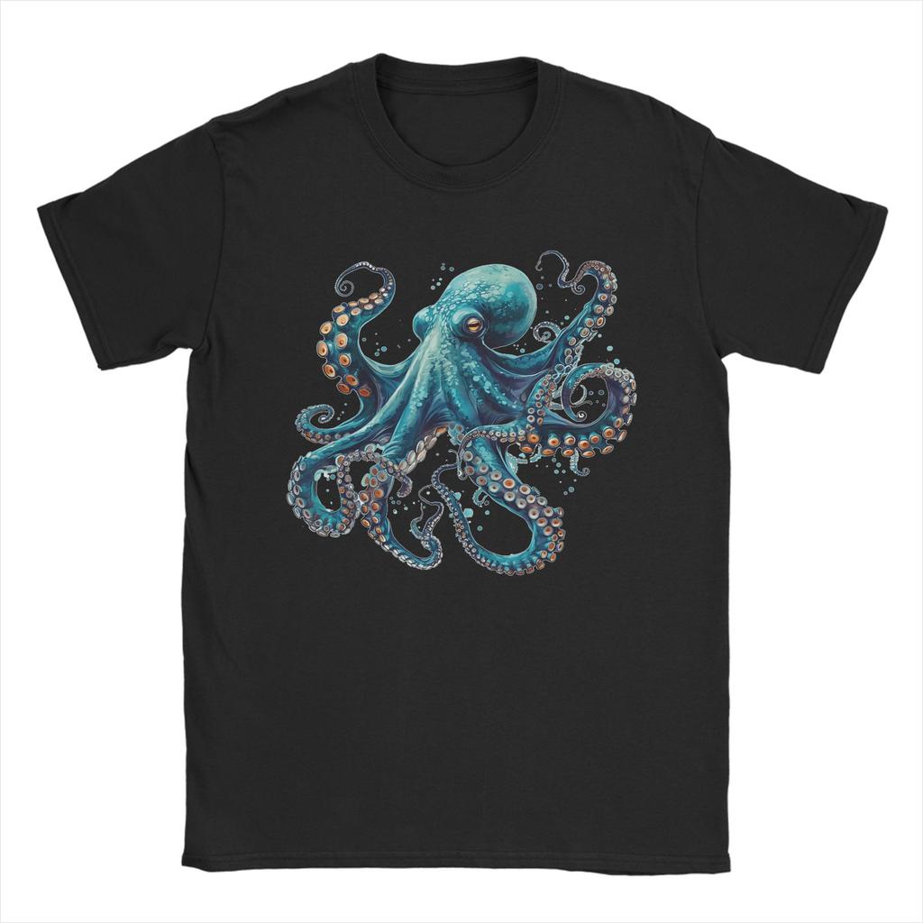 Octopus Colorful Scuba Dive TShirt Beach 100 Cotton TShirts For Couple Hip Hop Casual Tee Shirt Short Sleeve Vintage Tees