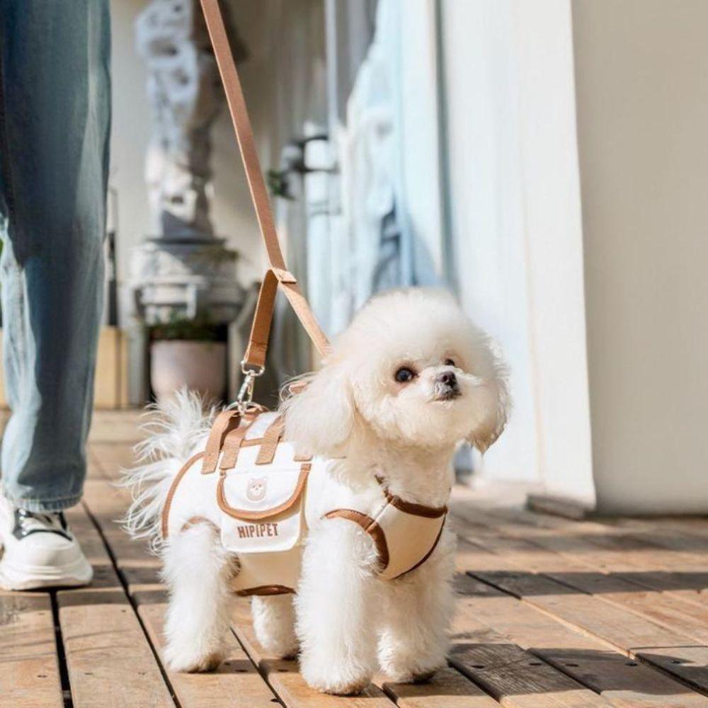 Atmungsaktiver Hunde-Geschirr-Rucksack Verstellbar Hohe Tragfähigkeit Haustierträger Tragbar Leicht zu Reinigen Zug-Rucksack Haustierbedarf