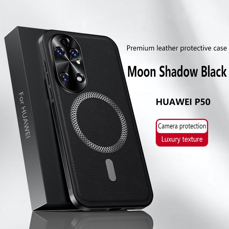 For Huawei P50 Pura 50 Case Magnetic Elegant Leather Wear-Resistant Lens Fully Covered Non-Slip Grip Edge Cover Shell