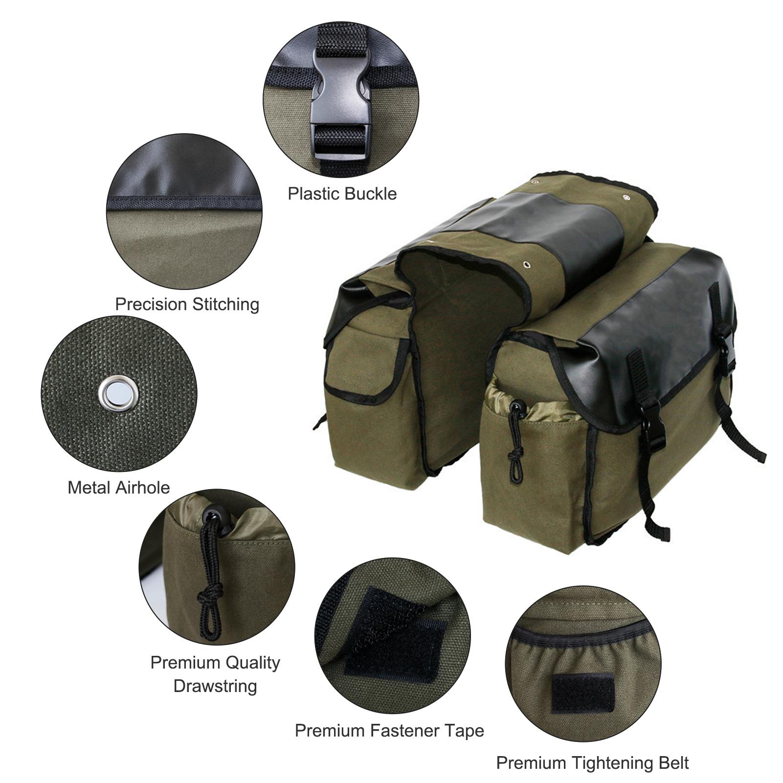 

Motorbike Large Capacity Saddle Bag Motorcycle Riding Travel Canvas Waterproof Panniers Box Side Tools Bag Pouch for хаки