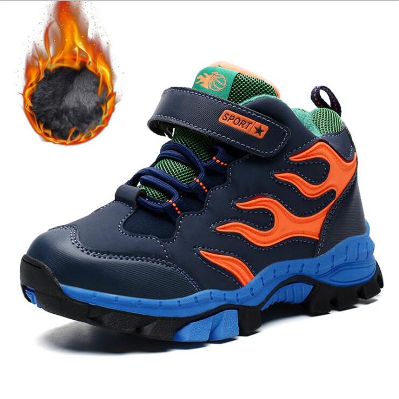

Winter Hiking Shoes Boy Kids Snow Boots Kids Cotton Shoes Walking Climbing Sneakers Leather Waterproof Nonslip Sport Fur 31