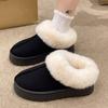 Fashion Winter Plush Warm Snow Boots for Women Fashion Faux Rabbit Fur Platform Slippers Woman Thick Sole Non Slip Fluffy House Slippers