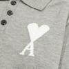 AMI White Heart-shaped Jacquard Alpaca Wool Blended Loose Sweater Polo Collar Men Pullover Sweater