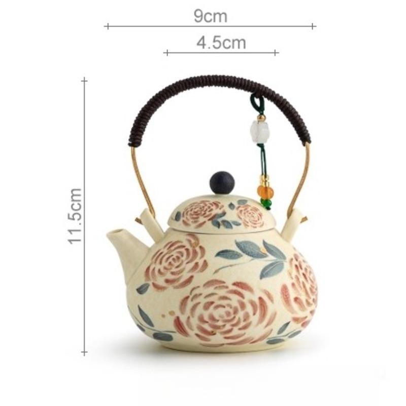 Flower Rose Teapot Chinese Beam Pot Anti-scalding Household Filter Single Pot Niche Design Tea Pot