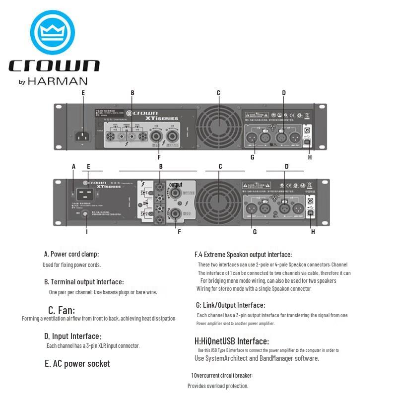 JBL Crown XTI6002A Professional Digital Power Amplifier CN plug (adapter included)