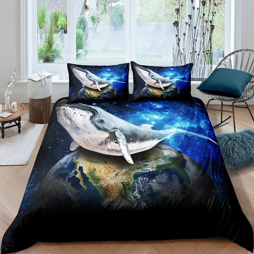 Whale Comforter Cover Twin SizeOcean Theme Bedding Set For KidsNautical Sailing Quilt Set Ocean Duvet Set Ocean Decor 3 Pieces