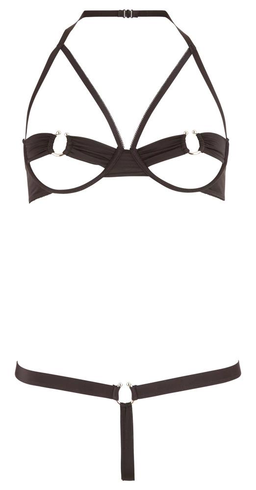 Cottelli LINGERIE - Sexy Open Bra + Thong Black 75B/S