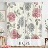 2pcs 2D Flat Printing Curtain Floral Roses Hope Polyester Without Electricity Holiday Decorations for Outdoor and Home Garden