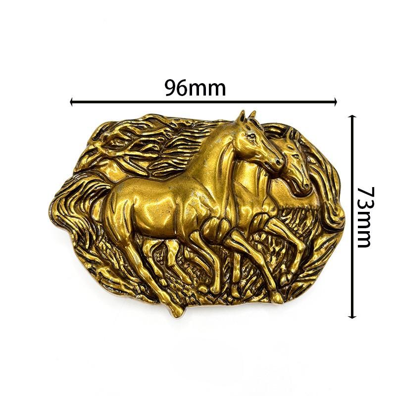 Double Horse Retro Metal Belt Buckle Western Cowboy Rope Buckle Accessory Unisex Smooth Buckle