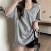 Cotton Short Sleeve Casual Loose T-shirt for Women Summer Fashion Solid Round Neck Plus Size T Shirt Woman Elegant Slim Simple Female Tee Tops 26294