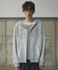 Leathery Double Line Stud Applique Hoodie [Melange]