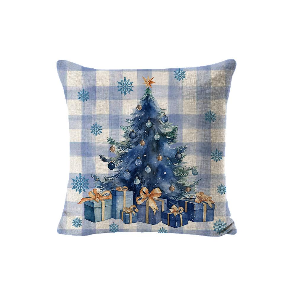 

Рождественская наволочка Снеговик Синий принт машины Украшение гостиной Подушка для спины Чехол для подушки 45 * 45Cm [without core]