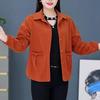 Chinese Women's Corduroy Jacket Casual Top New Middle-aged and Elderly Loose Long-sleeved Spring Coat