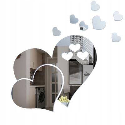 Juego de 5 Corazones Espejo Acrílico Juego de Pegatinas de Corazón Decorativas Plata