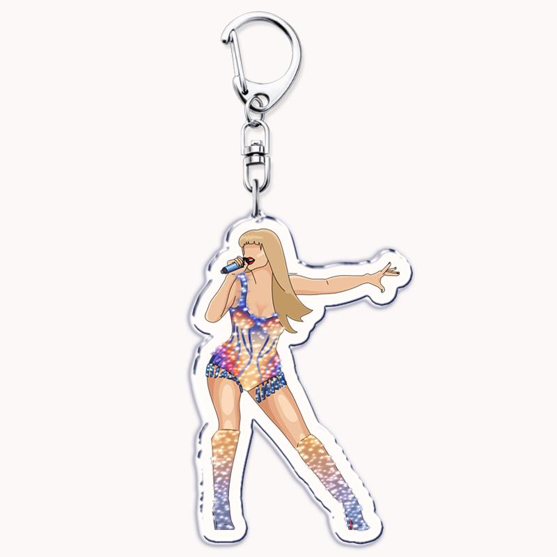 Popular American Singer Acrylic Keychain for Accessories Bag Pendant Key Chain Ring Keychains Jewelry Creative Fans Gifts