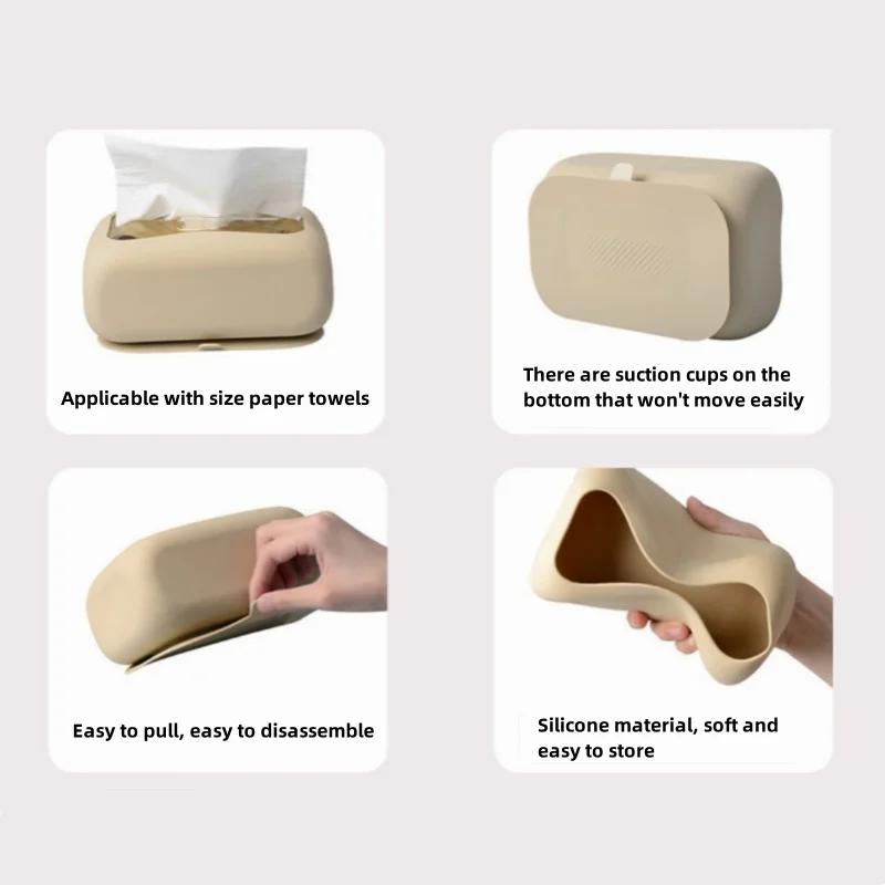 Creative Round Corner Tissue Box Coffee Table Desk Decoration Minimalism Silica Gel Tissue Box Bedside Table Paper Towel Case