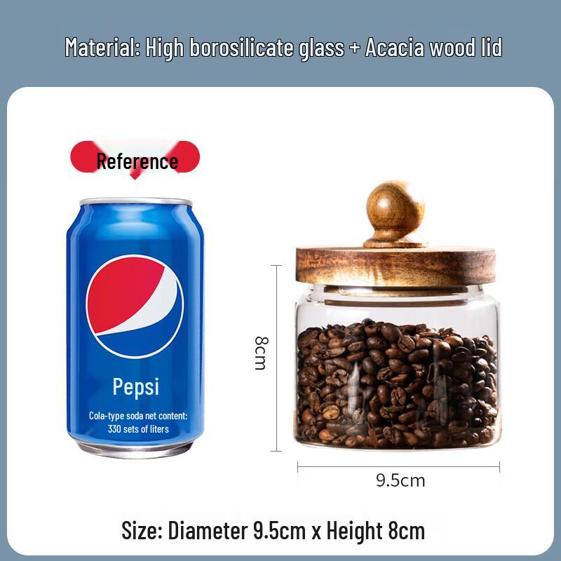 Aiqiyi ME Glass Storage Jar with Wooden Lid 9.5x8 cm