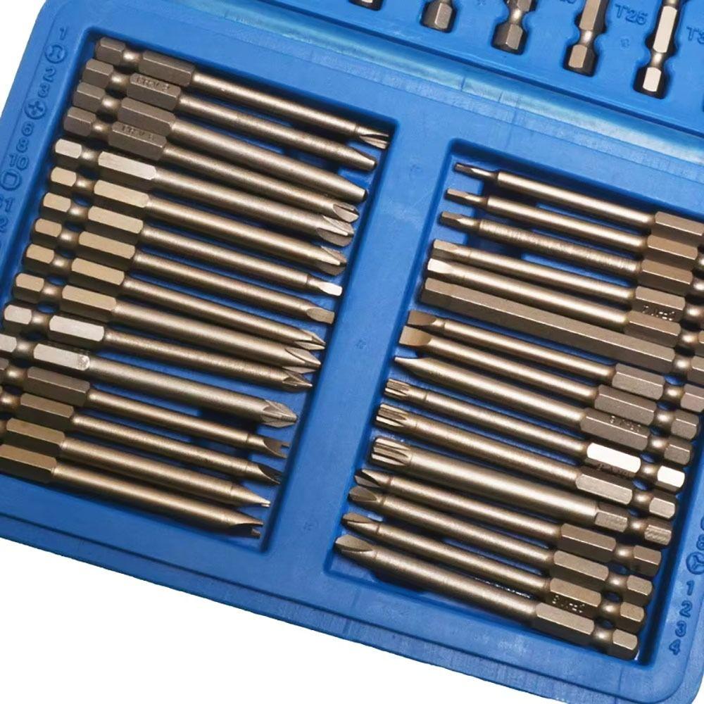 50/36Pcs 1/4 Head Long Screwdriver Bit Set Extra Long Torx Star Hex Spline Bit