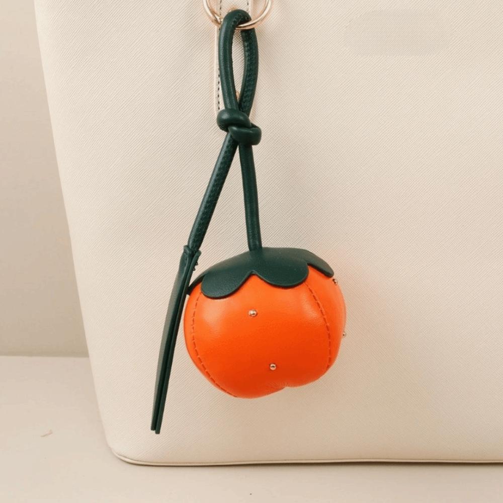 Exquisite Leather Persimmons Bag Charm Elegant Fruit Shape Fashionable Bag Pendant Cute All-Match Hanging Decoration Keychain