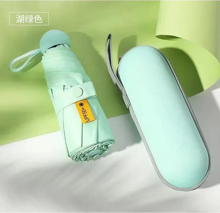 Capsule Umbrella Folding Lightweight Mini Umbrella Sunny and Rainy Dualuse UV Protection Umbrella Mini Umbrella New