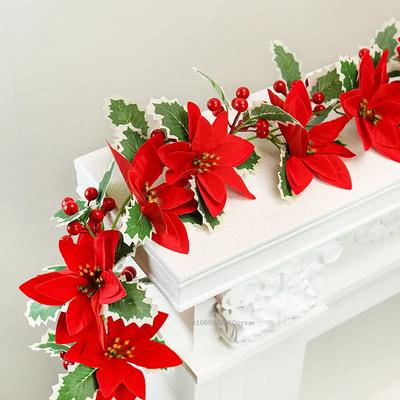 Christmas Garlands With Red Berries Artificial Christmas Wreaths For Home Xmas Tree Stairs Door New Navidad Decoration