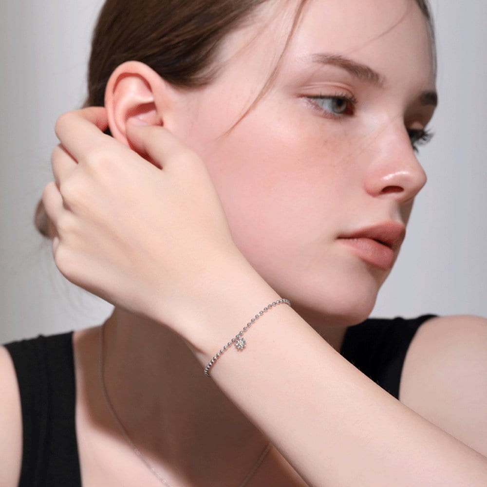 [Stonehenge] Silver Daisy Bracelet K1662