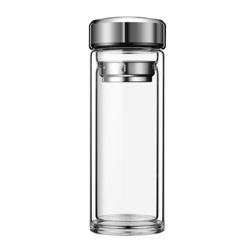 GrnArt Large Capacity Double-Layered Water Bottle, Insulated for Cold and Hot Drinks, Tea Bacteria-Free, Sealed, Heat-Resistant Glass, Double-Layered