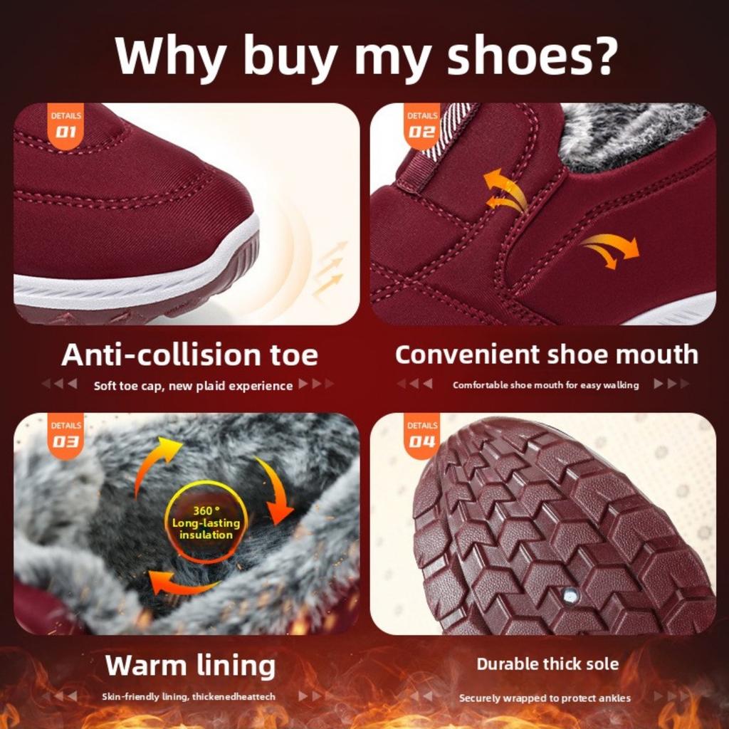 Warm Shoes, Winter Women's Shoes with Plush and Thick Boots, Large Size Short Boots, Unisex Shoes