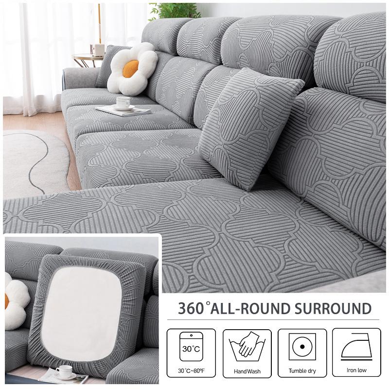 Jacquard Sofa Seat Cushion Cover Elastic Sofa Cover With Elastic Bottom Furniture Protector Couch Cover Anti-Dust Removable