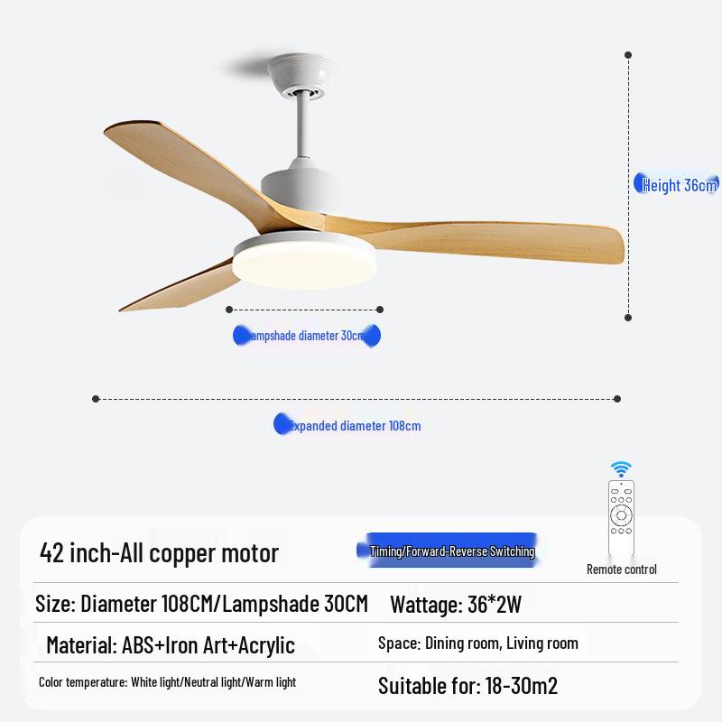 Nordic Industrial-Style Silent Ceiling Fan Chandelier for Home or Commercial Use