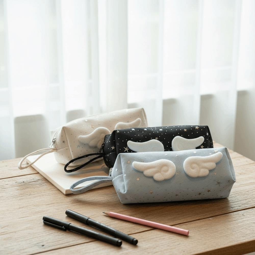Y2k Wings Star Dots Pencil Case Desktop Storage Pencil Pouch Korean Style Pen Bag  School