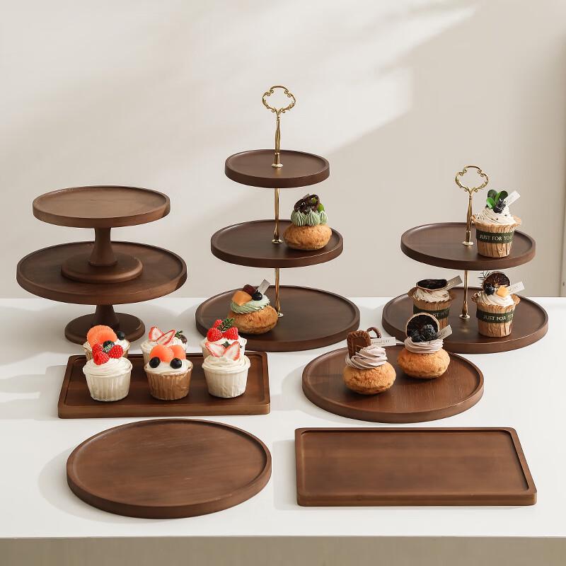 Wooden Double-Layer Dessert and Snack Stand