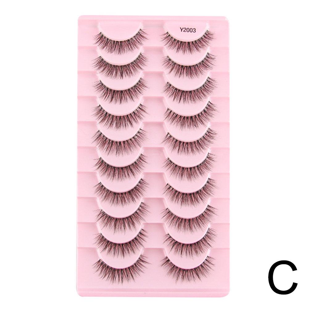 

10 Pairs Transparent Stem False Eyelashes Simulate Natural Curling 3d Life Makeup Short Novice Students Daily Makeup
