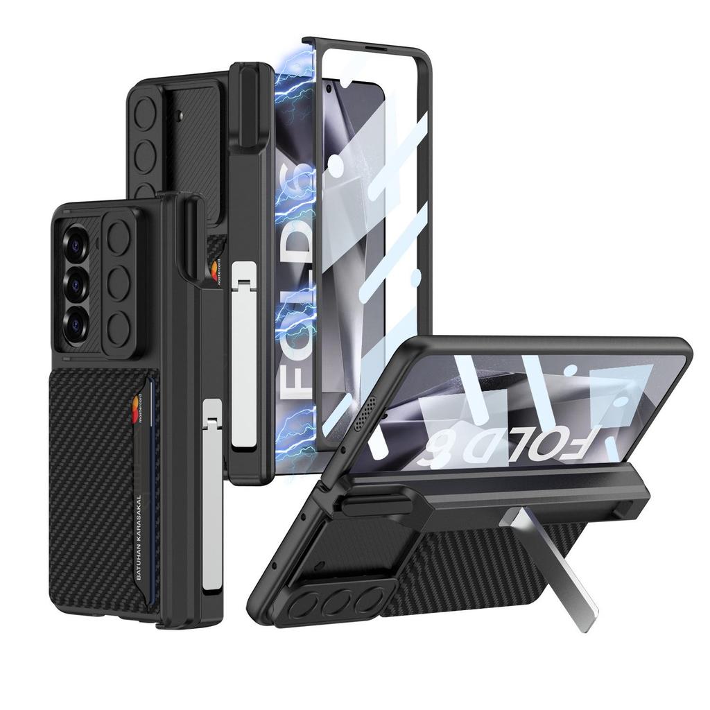 Samsung Z Fold 6 Magnetic Case with Hinge Protection, Pen Holder, Card Slot & Stand