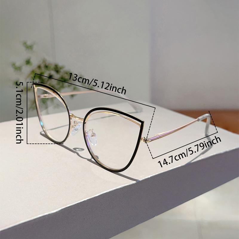 KAMMPT Fashion Retro Cat Eye Frame Trendy Ins Brand Design Korean Style Women's Glasses Non-prescription Chic Decor Eyewear