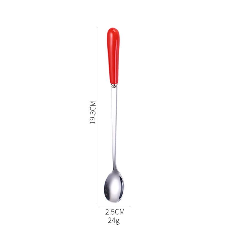 Dessert Espresso Ceramic Handle Stainless Steel Teaspoon Stirrer Coffee Spoons Stirring Tool